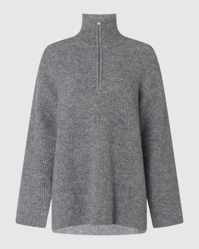 Drykorn Strickpullover mit Stehkragen Modell 'JANELLE Mittelgrau