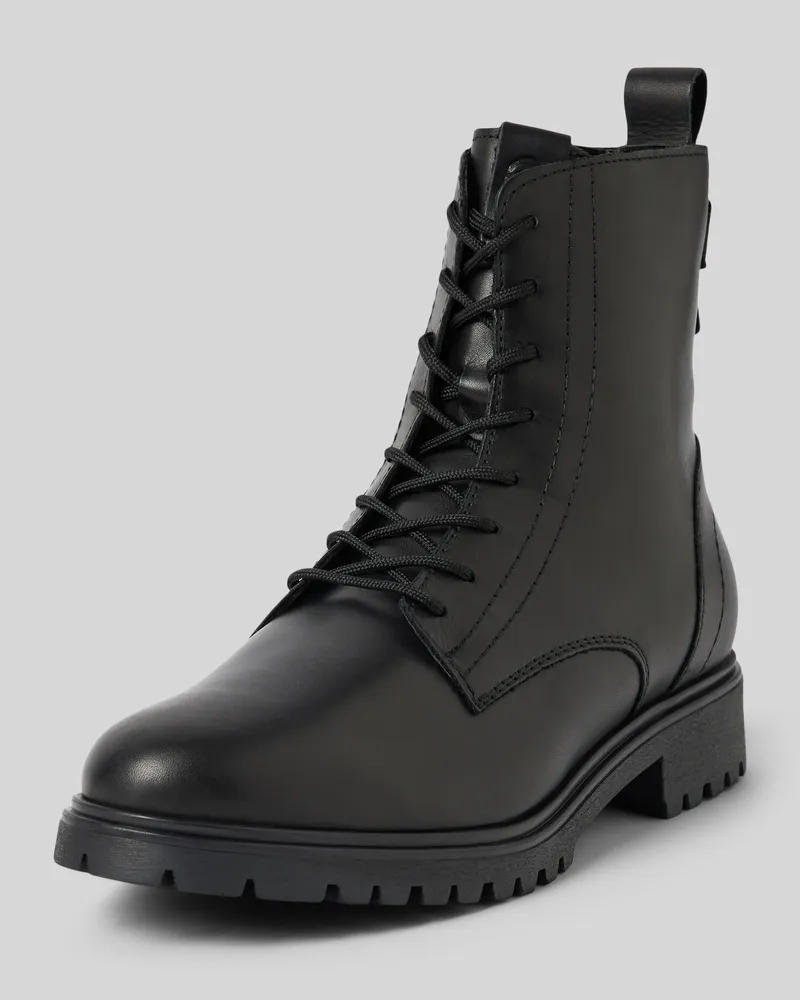 Tamaris Schnürboots aus Leder mit Zugschlaufe Black