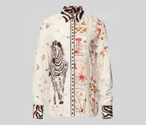 Regular Fit Hemdbluse aus reiner Viskose mit Animal-Print