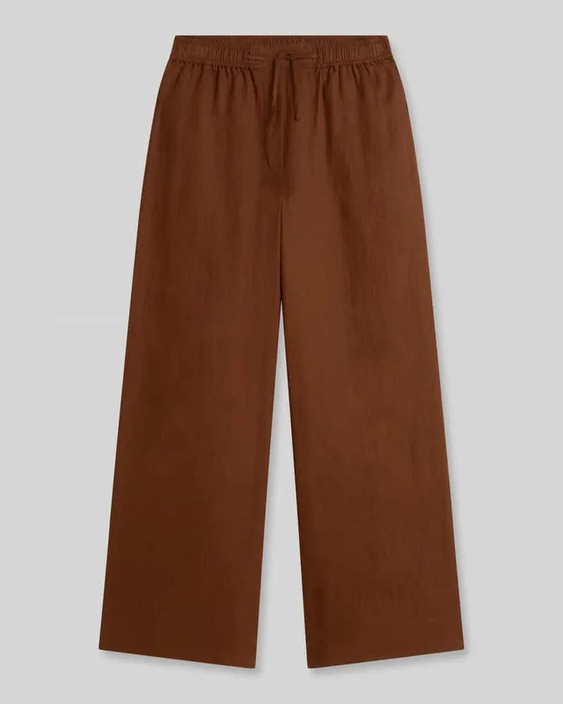 Tommy Hilfiger Loose Fit Weite Hose aus reinem Leinen Mittelbraun
