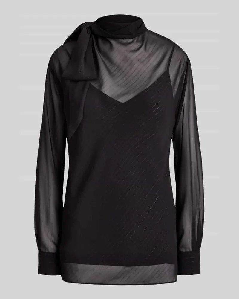 Ralph Lauren Loose Fit Langarmbluse mit Schimmernde Details Black