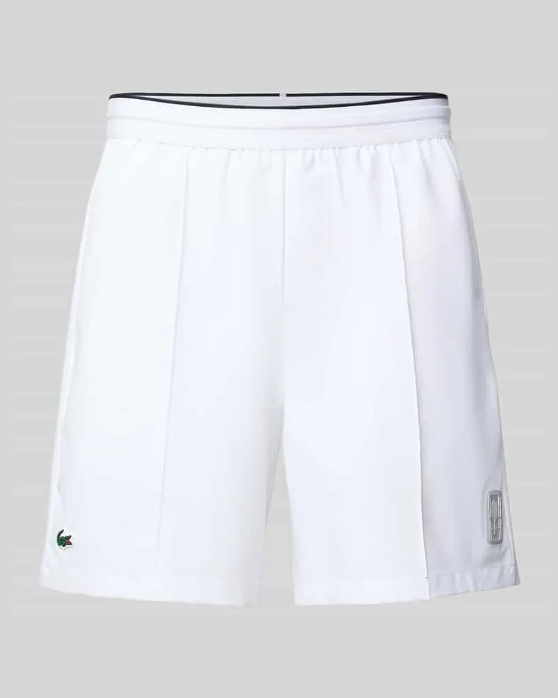 Lacoste Regular Fit Sport-Shorts mit elastischem Bund Weiss