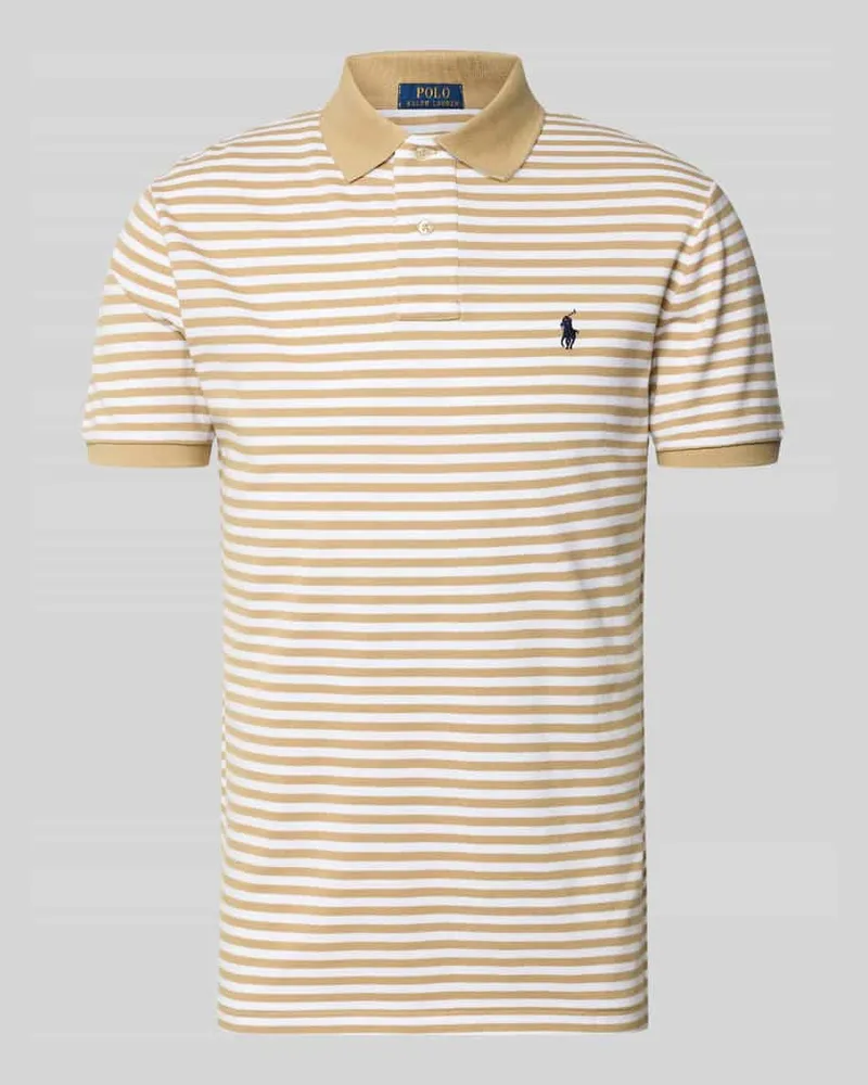 Ralph Lauren Slim Fit Poloshirt aus reiner Baumwolle Modell 'YD MESH STRIPE POLO Beige