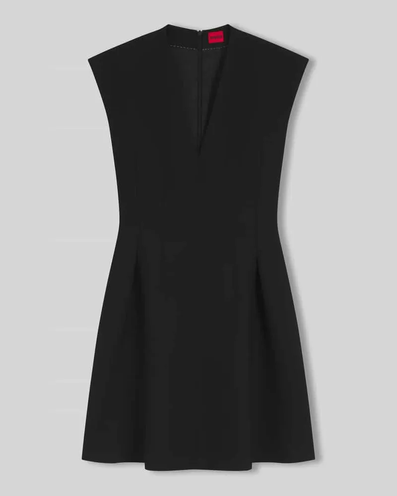 HUGO BOSS Regular Fit Etuikleid mit V-Ausschnitt Black