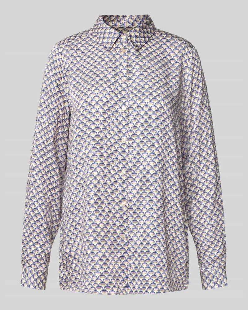 Milano Italy Regular Fit Bluse mit Umlegekragen Bleu