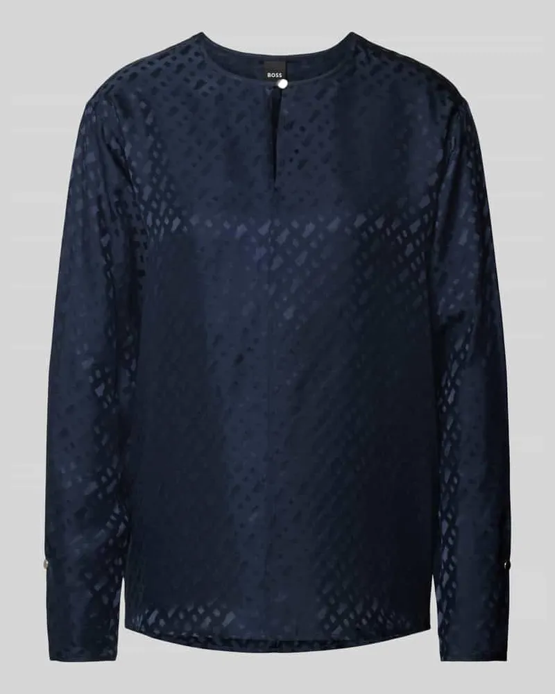 HUGO BOSS Regular Fit Seidenbluse mit Rundhalsausschnitt Modell 'Binalea Marine