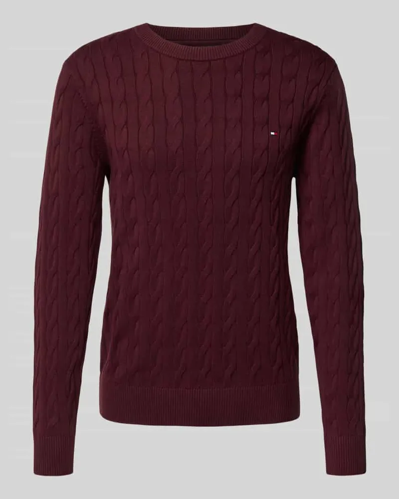 Tommy Hilfiger Regular Fit Strickpullover aus reiner Baumwolle Bordeaux