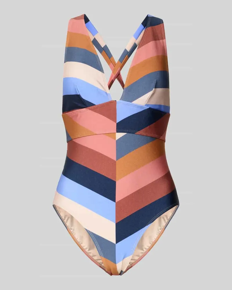 Barts Badeanzug im Allover-Look mit V-Ausschnitt Blau