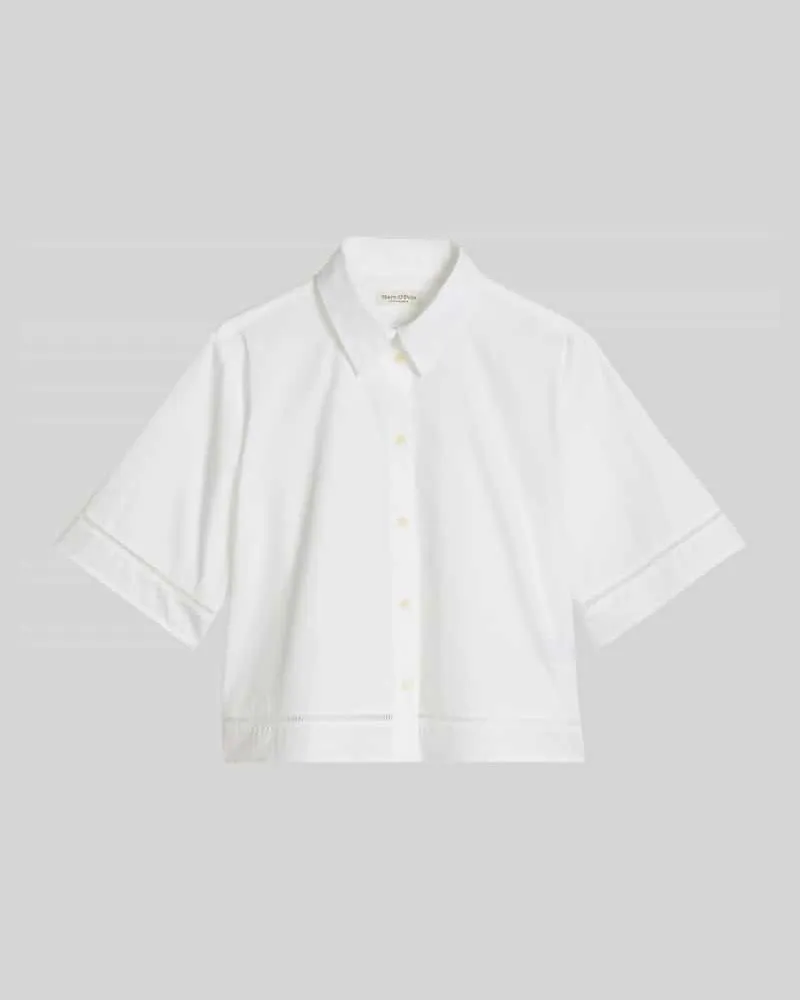 Marc O'Polo Regular Fit Kurzarmbluse aus reiner Baumwolle mit Lochstickerei Weiss
