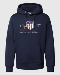 Gant Hoodie mit Label-Stitching und Känguru-Tasche Marine