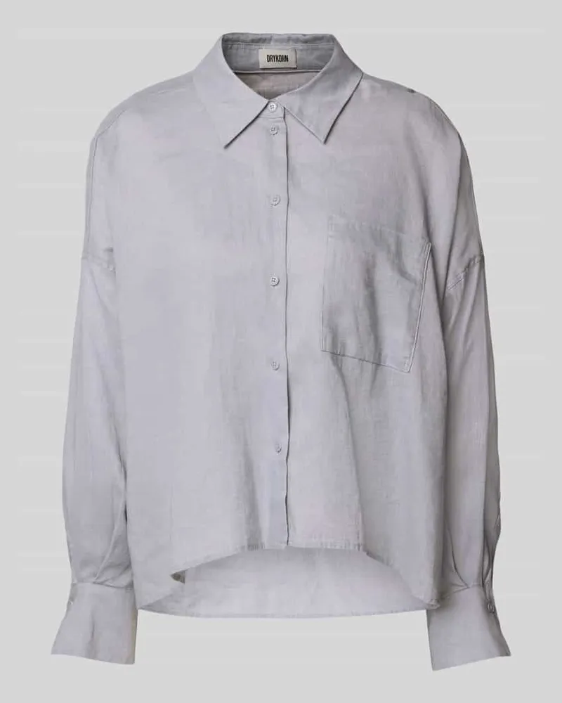 Drykorn Relaxed Fit Leinenbluse mit Brusttasche Modell 'NAMIDA Hellblau