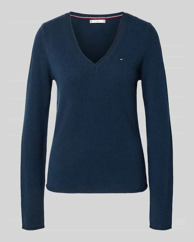 Tommy Hilfiger Slim Fit Strickpullover aus reiner Wolle Marine