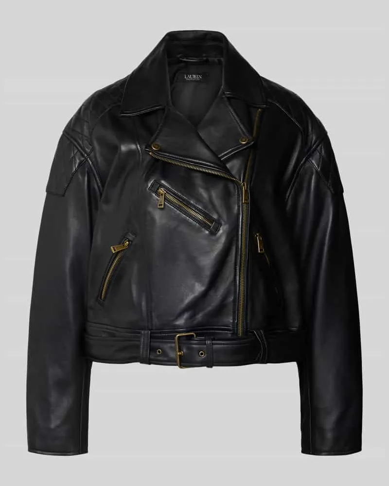Ralph Lauren Bikerjacke aus Lammleder Modell 'GLANCEE Black