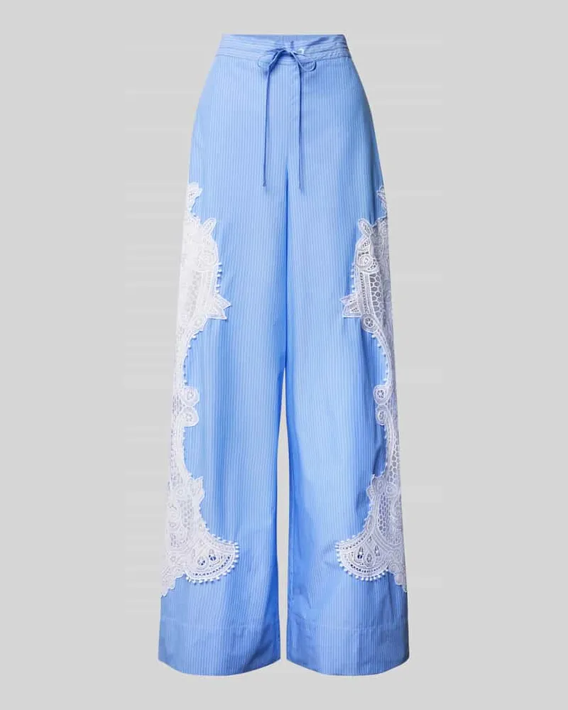 Essentiel Wide Leg Hose mit Spitzenbesatz Modell 'Hace Hellblau