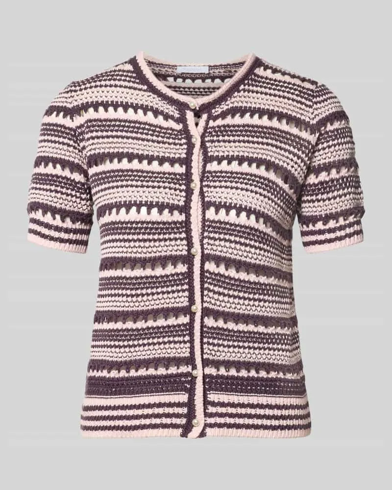 Rich&Royal Cardigan mit 1/2-Arm und Rundhalsausschnitt Aubergine