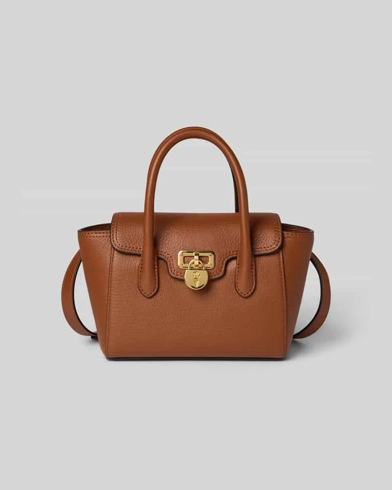 Ralph Lauren Handtasche aus Rindsleder mit Tragehenkeln Cognac