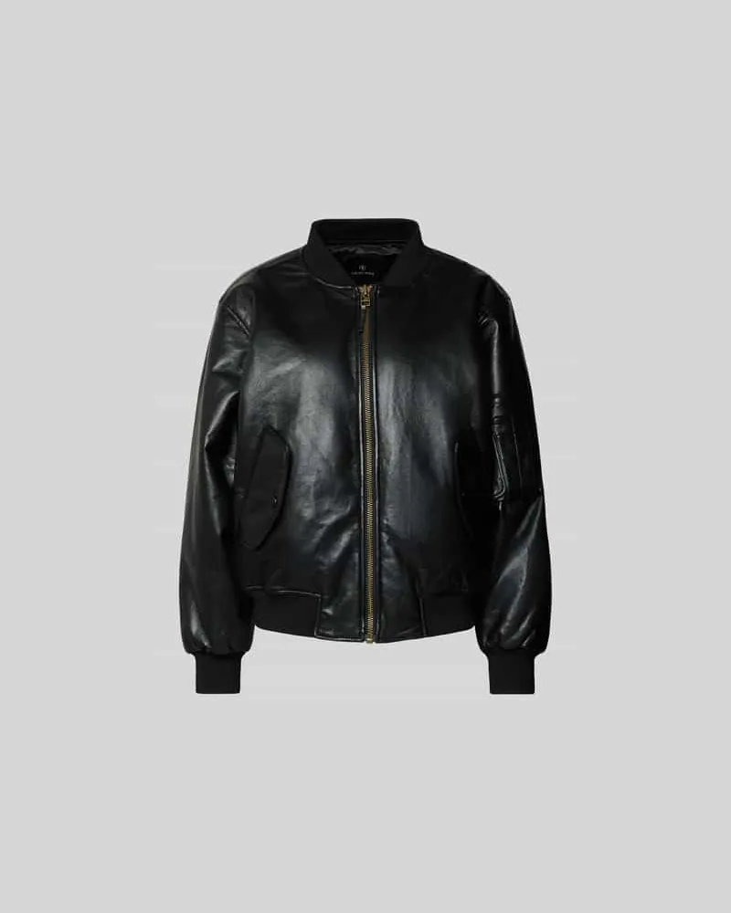Anine Bing Regular Fit Jacke aus Leder-Mix Black