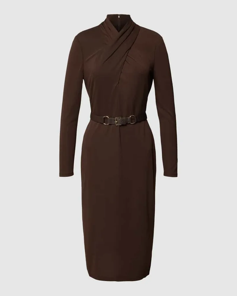 Ralph Lauren Knielanges Kleid in Wickel-Optik Modell 'KEESAM Dunkelbraun