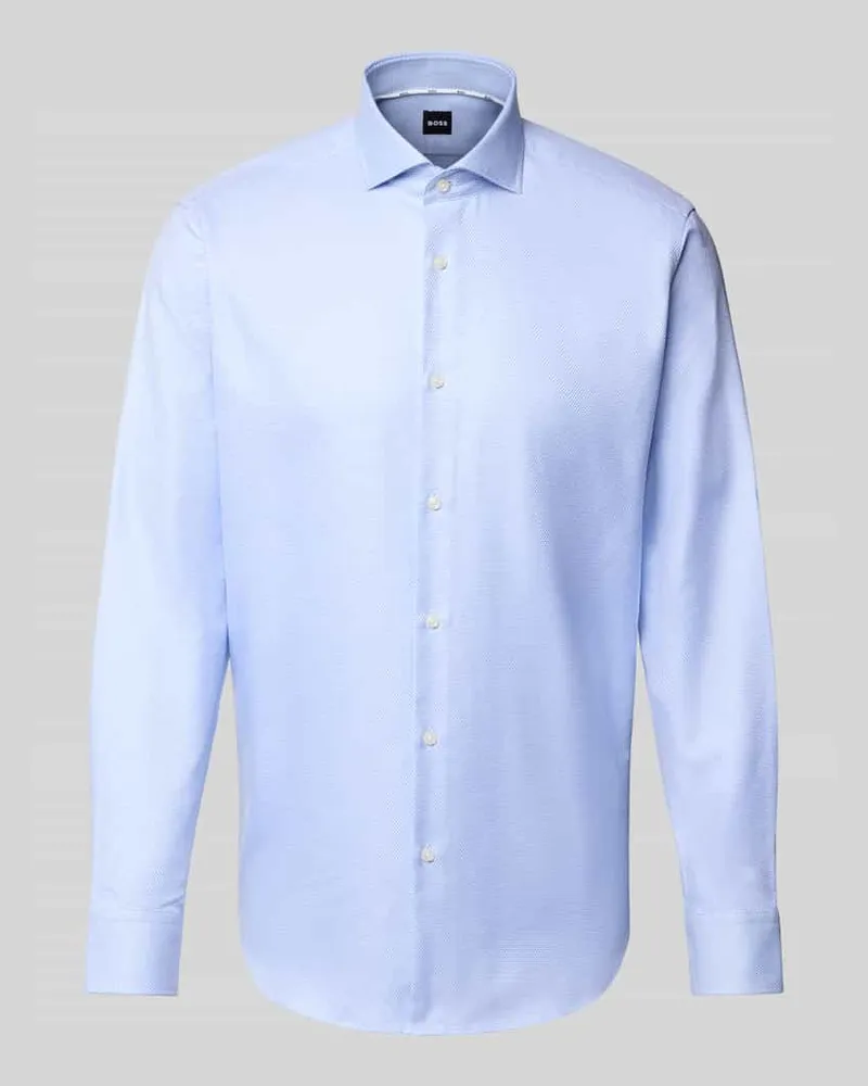 HUGO BOSS Regular Fit Businesshemd aus reiner Baumwolle Bleu