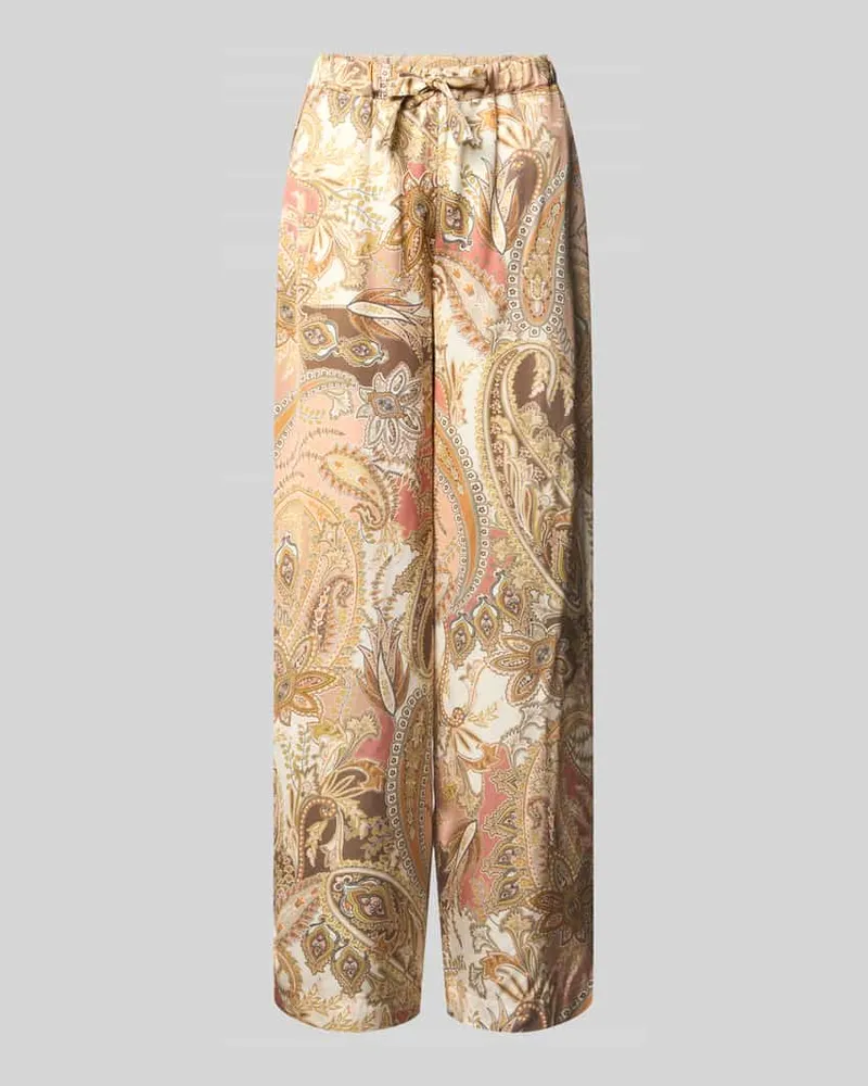 monari Stoffhose aus Viskose mit Paisley-Muster Modell 'Pia Camel