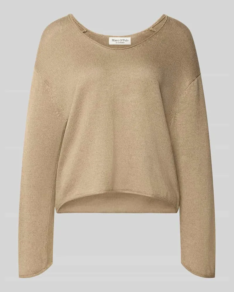 Marc O'Polo Regular Fit Strickpullover aus Baumwoll-Leinen-Mix Beige