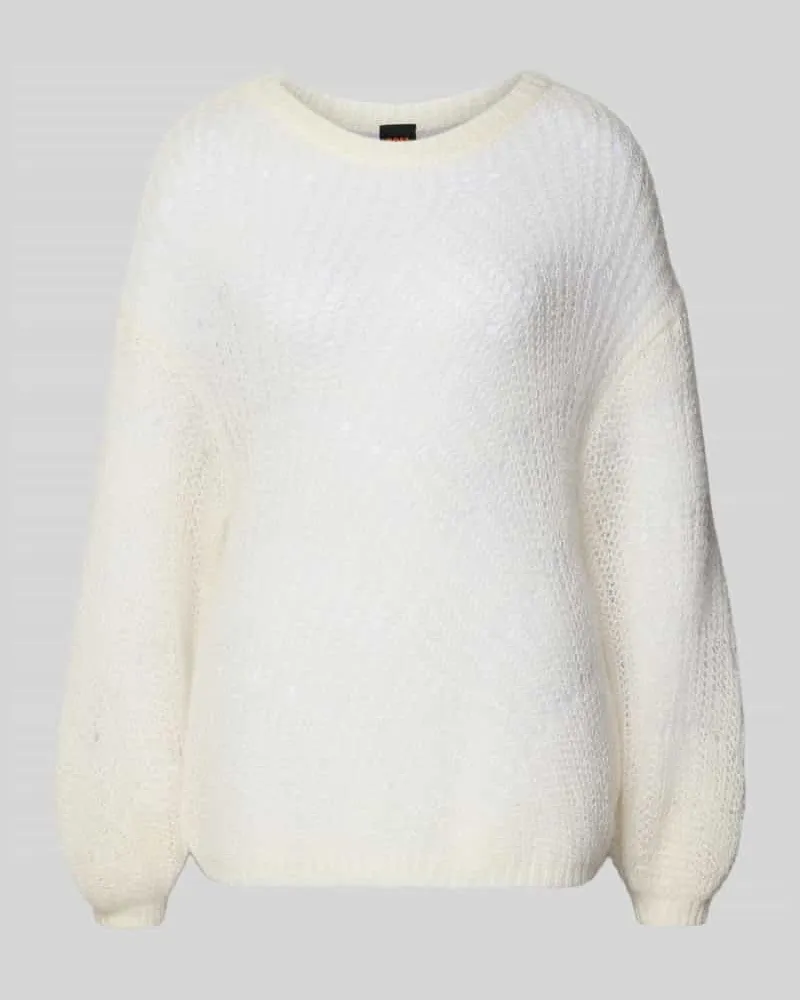 HUGO BOSS Oversized Strickpullover aus Mohair-Mix mit Woll-Anteil Modell 'C_FERIGNON Offwhite