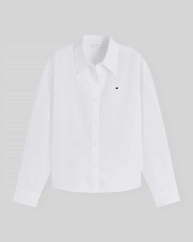 Tommy Hilfiger Regular Fit Langarmbluse aus reiner Baumwolle Weiss