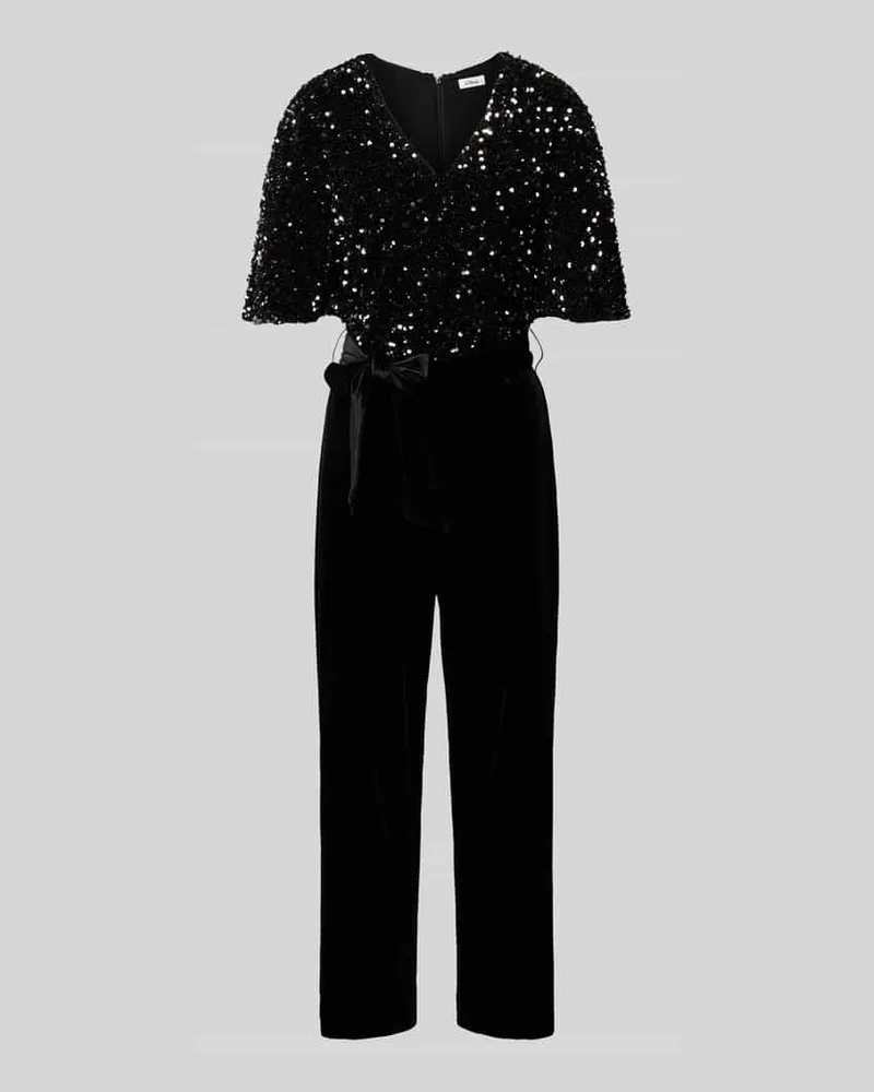 S.Oliver Regular Fit Jumpsuit mit Paillettenbesatz Black