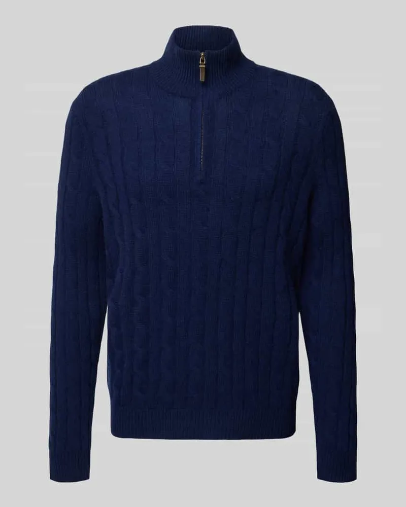 Ralph Lauren Strickpullover aus Kaschmir mit Stehkragen und Reißverschluss Marine