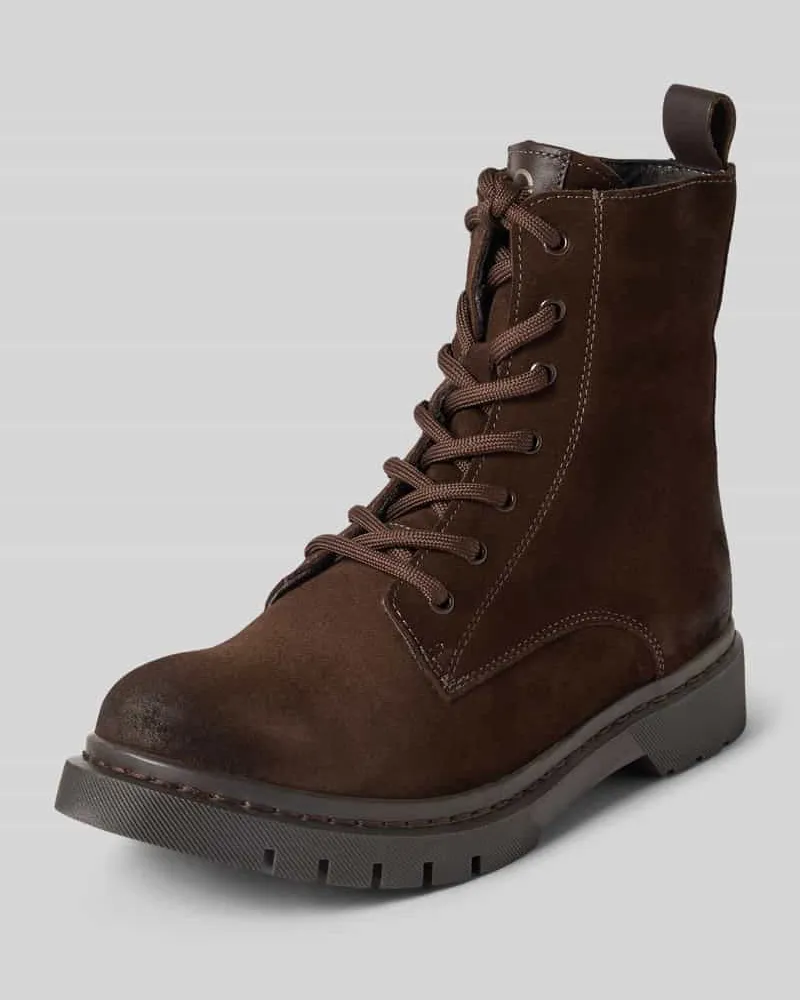 Tamaris Schnürstiefel aus echtem Leder Dunkelbraun