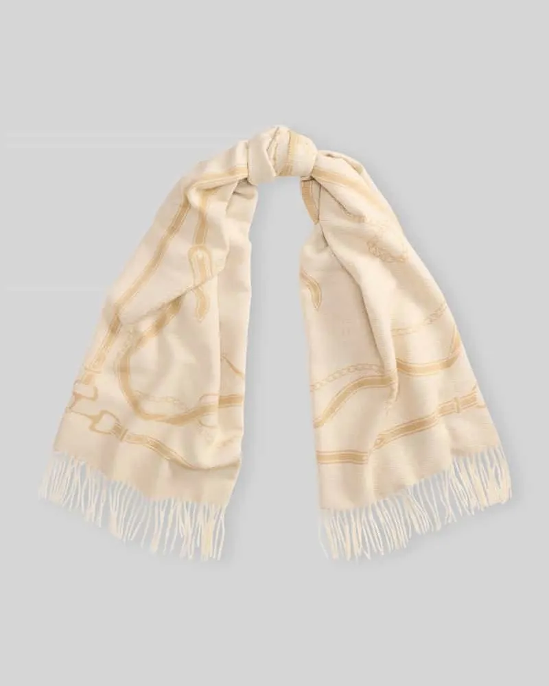 Ralph Lauren Schal mit Logo-Schriftzug aus Wollmix Offwhite