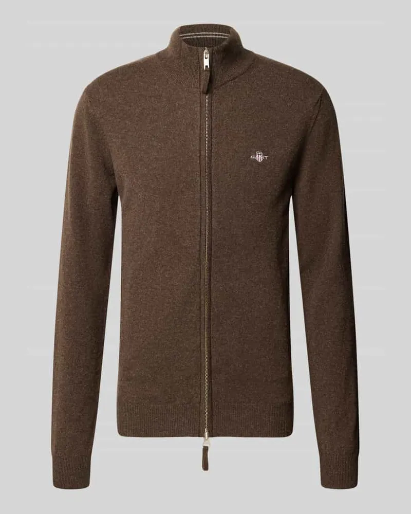 Gant Regular Fit Pullover aus reiner Wolle Mittelbraun