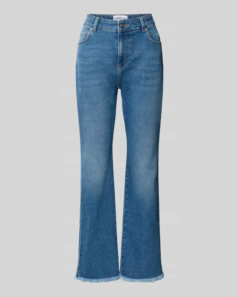 MARELLA Flared Fit Jeans aus Baumwoll-Mix in verkürzter Passform Jeansblau
