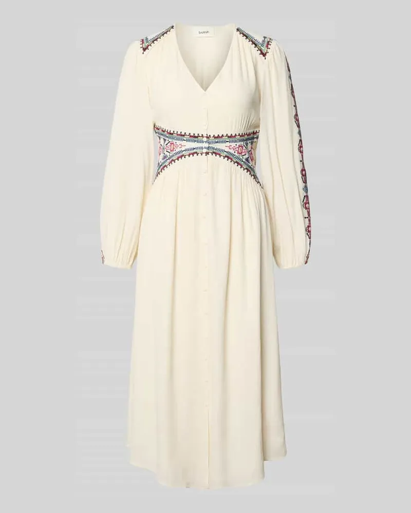 ba&sh Regular Fit Midikleid aus reiner Viskose Modell 'Tina Offwhite