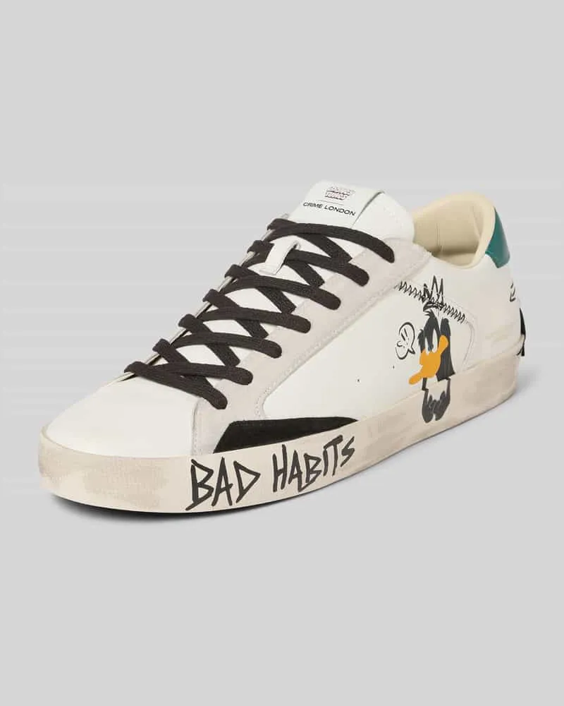 Crime Sneaker mit Motiv-Prints Modell 'DISTRESSED Weiss