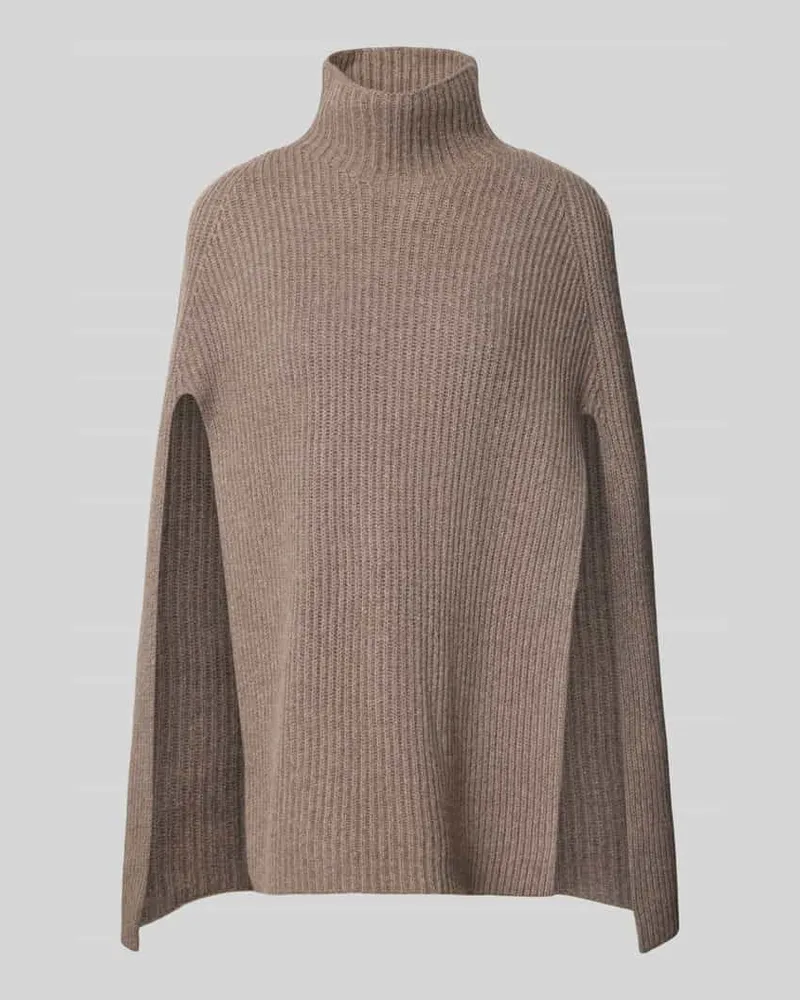 Emily van den Bergh Strickpullover aus Wolle mit Stehkragen Taupe
