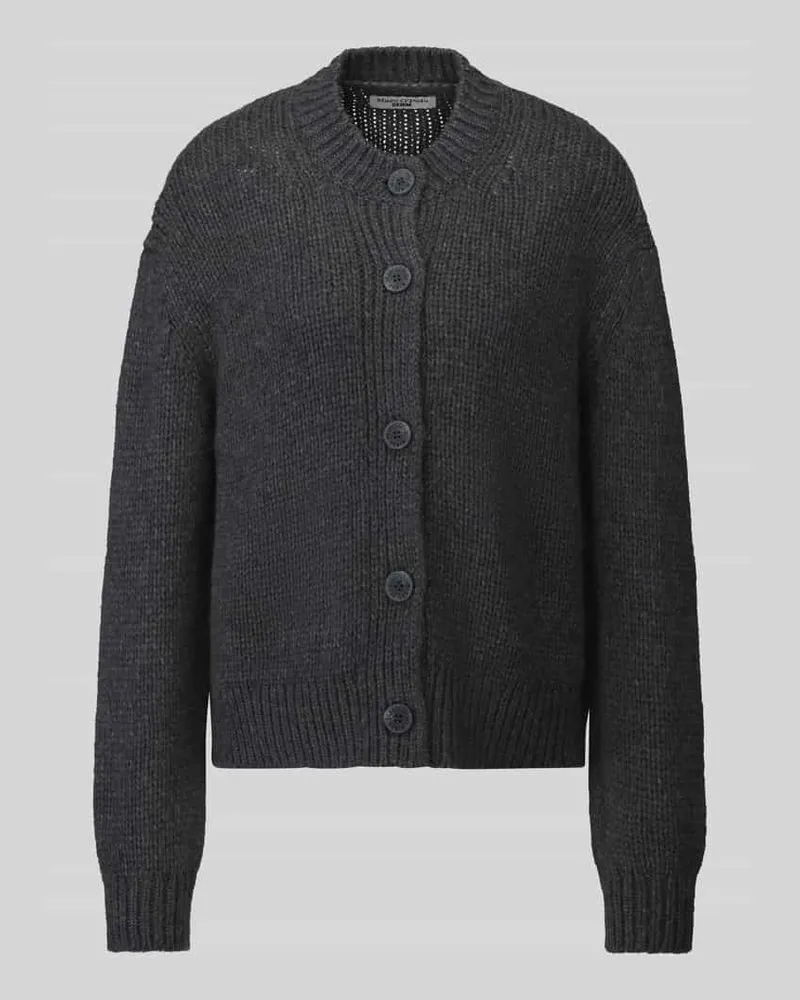 Marc O'Polo Regular Fit Strickjacke aus Schurwoll-Mix mit Alpaka-Anteil Anthrazit