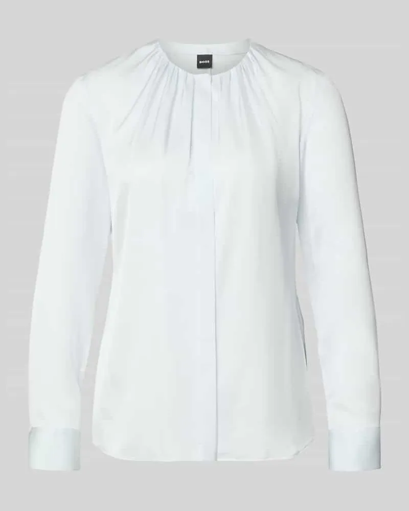 HUGO BOSS Regular Fit Langarmbluse aus Seiden-Mix Modell 'BANORAH Hellblau