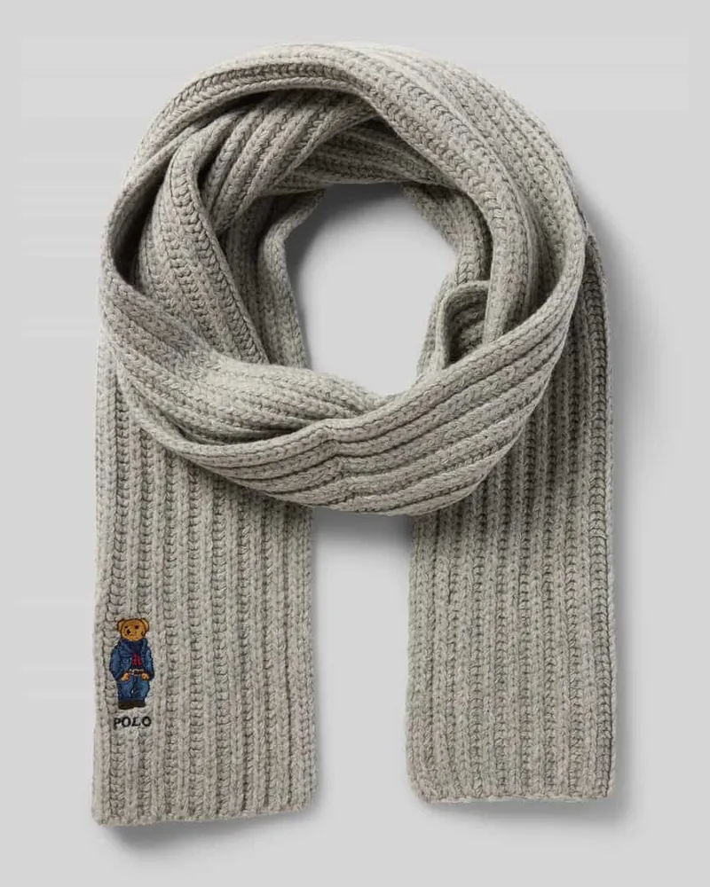 Ralph Lauren Wollschal mit Label-Motiv-Stitching Modell 'BEAR Mittelgrau