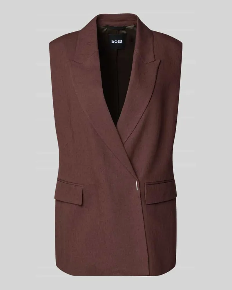 HUGO BOSS Slim Fit Kurzblazer aus Leinen-Viskose-Mix Modell 'JIA8 Schoko