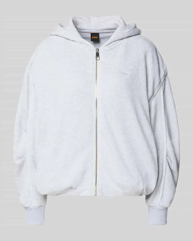 HUGO BOSS Regular Fit Sweatjacke aus Baumwoll-Mix Modell 'C_ELENDY Hellgrau