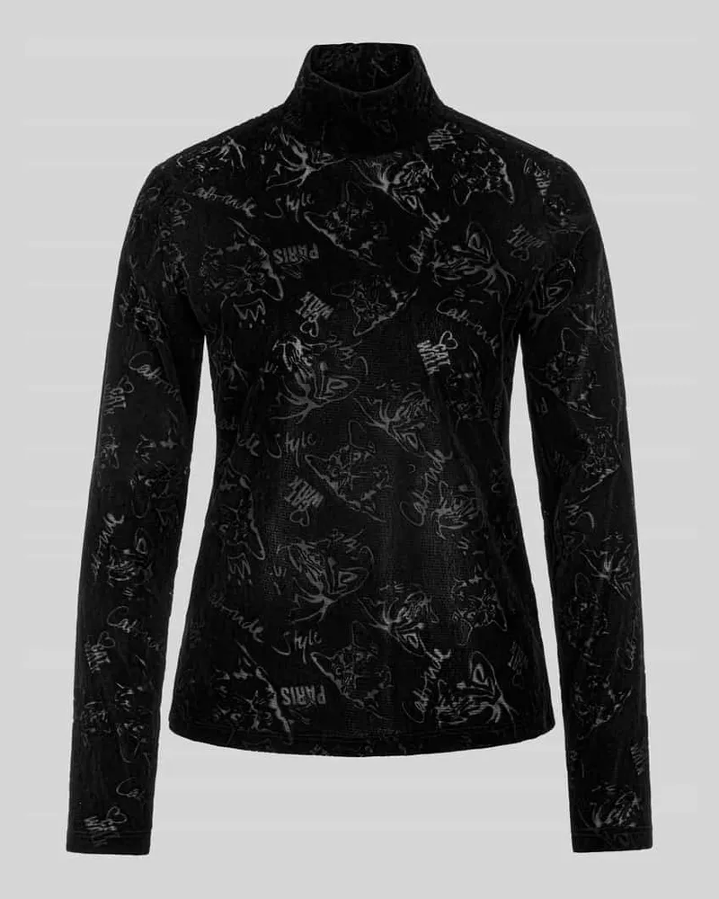 Marc Cain Langarmshirt mit Mock Neck und Allover-Muster Black