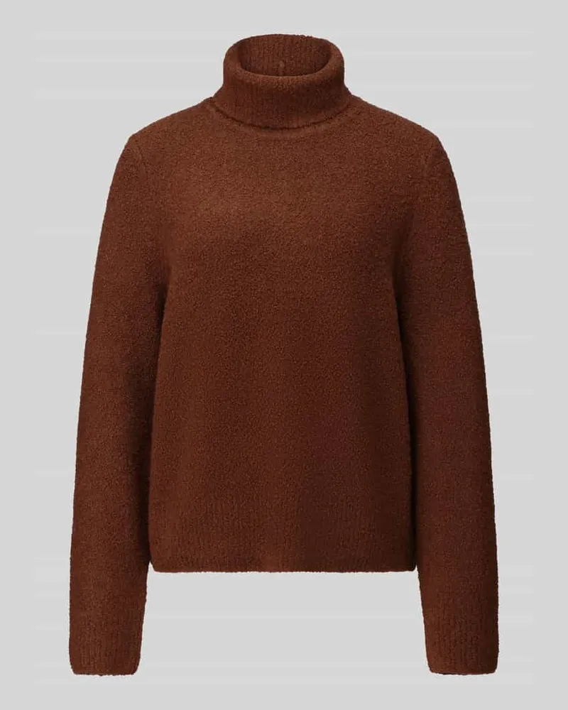 HUGO BOSS Relaxed Fit Turtleneck-Pullover aus Schurwoll-Kaschmir-Mix Modell 'Febisana Dunkelbraun