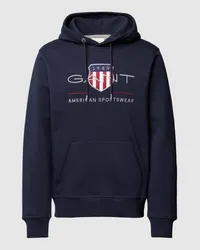 Gant Hoodie mit Label-Stitching und Känguru-Tasche Marine