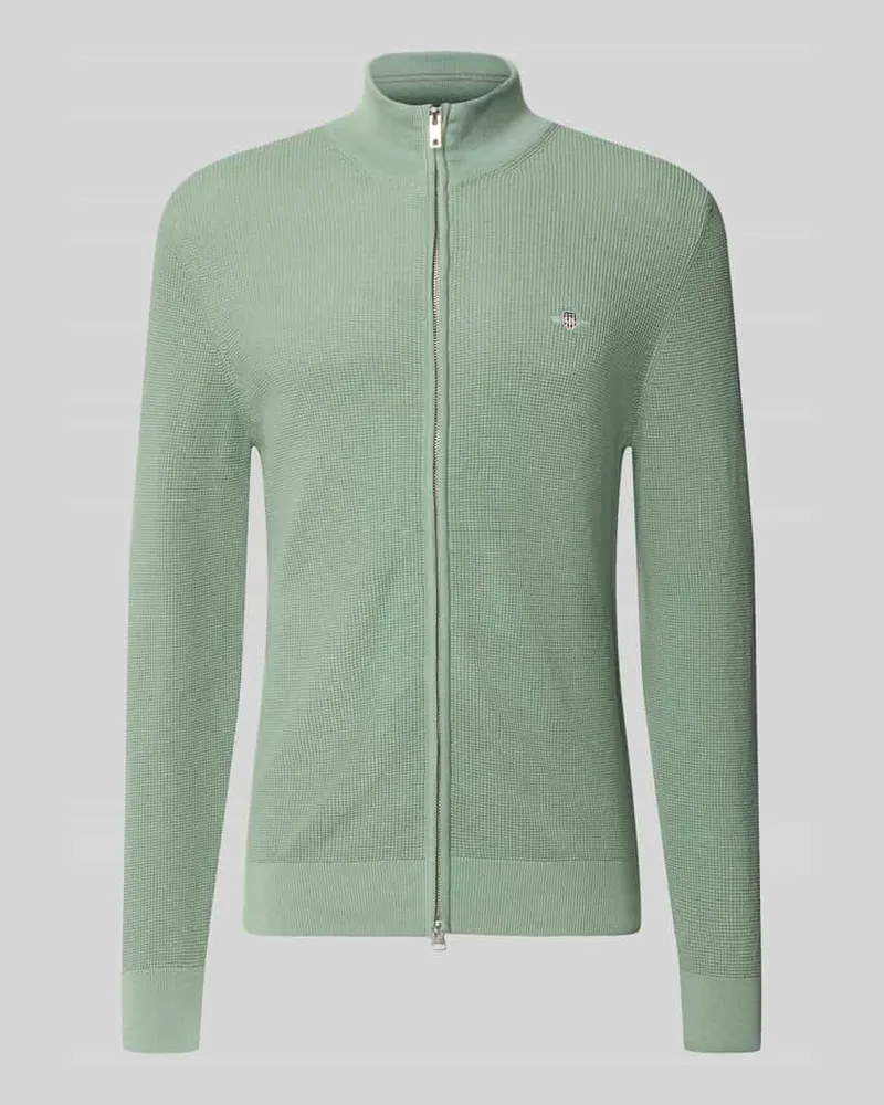Gant Regular Fit Strickjacke aus reiner Baumwolle Mint