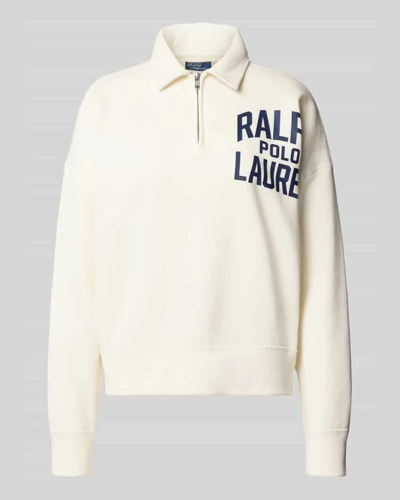 Ralph Lauren Sweatshirt mit Label-Print und Reißverschluss Offwhite