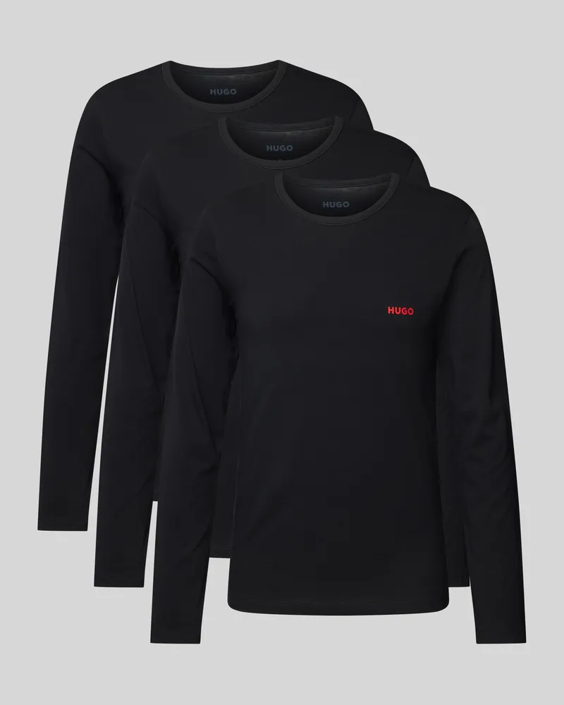 HUGO BOSS Longsleeve mit Label-Print Black