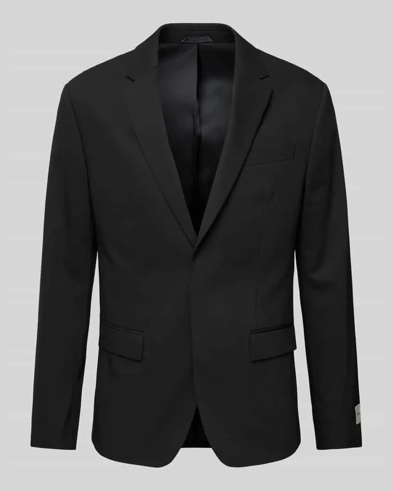 Calvin Klein Slim Fit 2-Knopf-Sakko aus Woll-Mix Modell 'TRAVEL Black