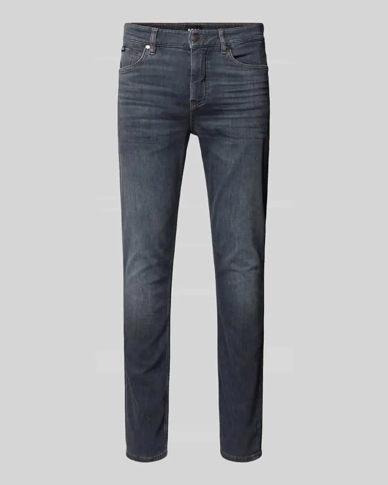HUGO BOSS Slim Fit Jeans mit Label-Detail Modell 'Delaware Mittelgrau