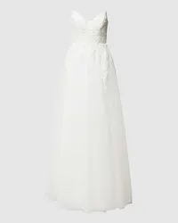 LUXUAR Brautkleid mit Details aus Spitze Offwhite